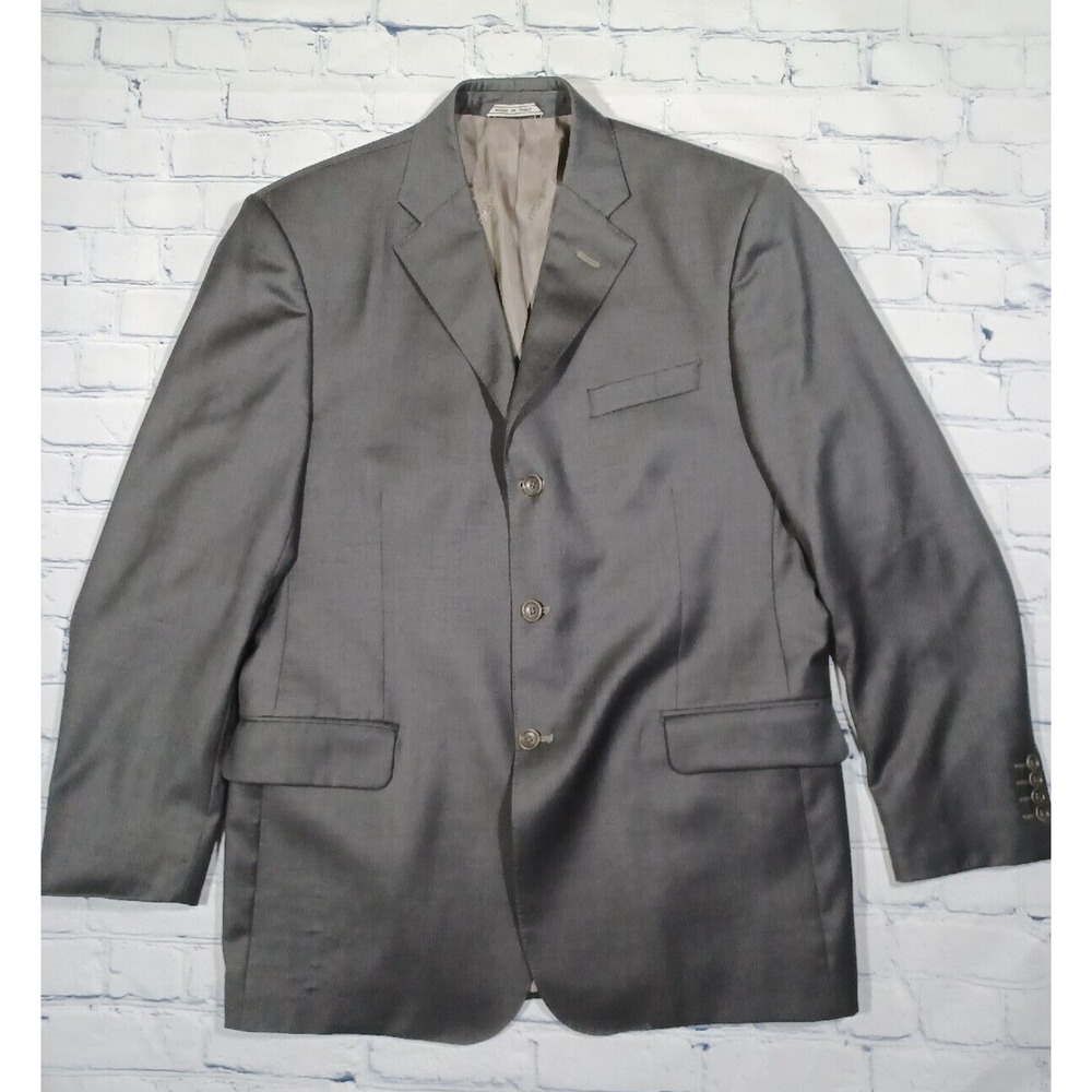 Enzo Tovare Jacket Men's 42 Grey 100% Wool Suit Blazer‎ Made In Italy